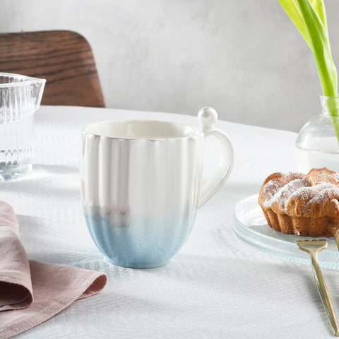 Karaca Shell Lustre Porcelain Mug, 380ml, Blue