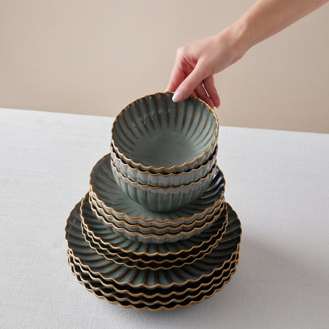 Karaca Earth Collection Cora Reactive Glaze 24-Piece Stoneware Dinner Set for 6 People, Multi
