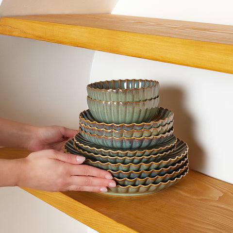 Karaca Earth Collection Cora Reactive Glaze 24-Piece Stoneware Dinner Set for 6 People, Multi