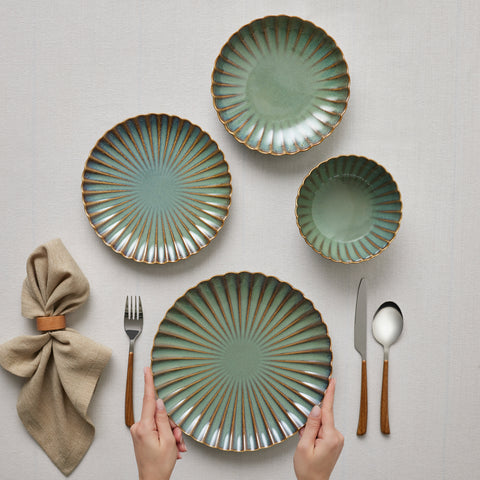 Karaca Earth Collection Cora Reactive Glaze 24-Piece Stoneware Dinner Set for 6 People, Multi