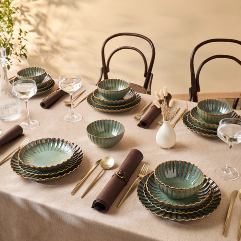Karaca Earth Collection Cora Reactive Glaze 24-Piece Stoneware Dinner Set for 6 People, Multi