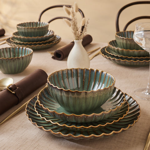 Karaca Earth Collection Cora Reactive Glaze 24-Piece Stoneware Dinner Set for 6 People, Multi