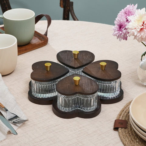 Karaca Heart 4-Piece Breakfast Serving Set, Multicolour