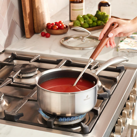 Karaca 5Ply PowerSteel 316+ Stainless Steel Induction Sauce Pan, 18cm, Silver