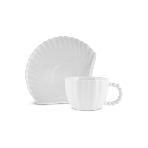 Karaca Stream Bone Ostra 34-Piece Serveware Set for 6 People, White