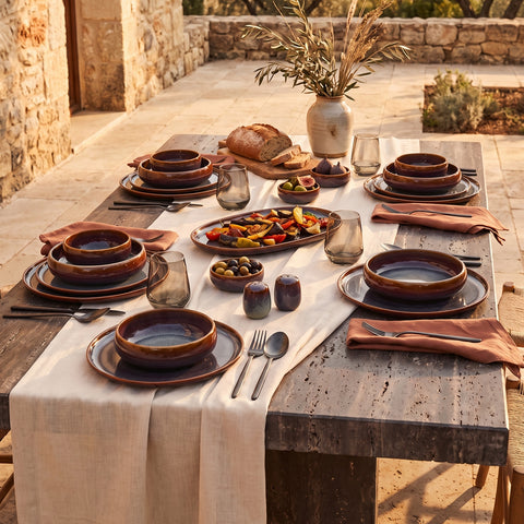 Karaca Earth Collection Reactive Glaze Mars 36-Piece Stoneware Dinner Set for 8 People, Multicolour