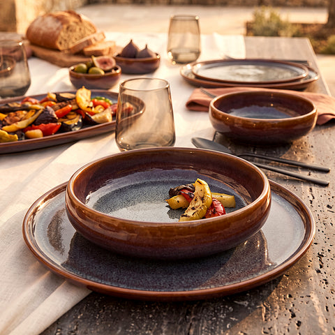 Karaca Earth Collection Reactive Glaze Mars 36-Piece Stoneware Dinner Set for 8 People, Multicolour