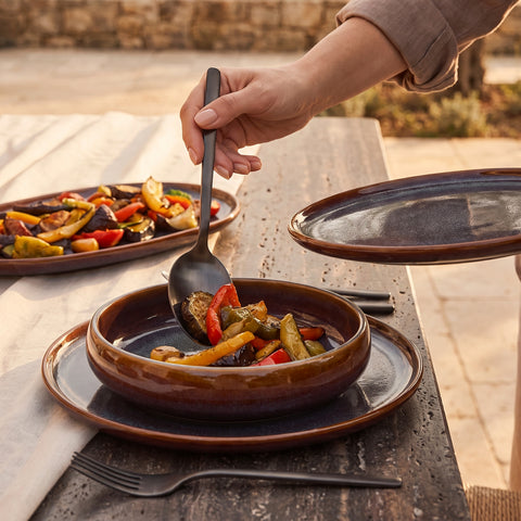 Karaca Earth Collection Reactive Glaze Mars 36-Piece Stoneware Dinner Set for 8 People, Multicolour