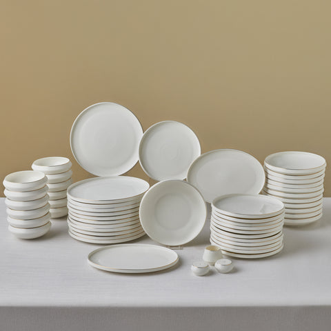 Karaca Stream Bone China Aris 53-Piece Dinner Set for 12 People, Gold