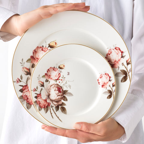 Karaca Bone China Rosie 24-Piece Dinner Set for 6 People, Multi