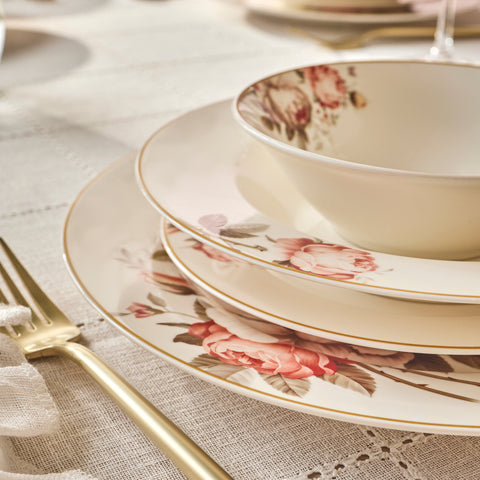 Karaca Bone China Rosie 24-Piece Dinner Set for 6 People, Multi