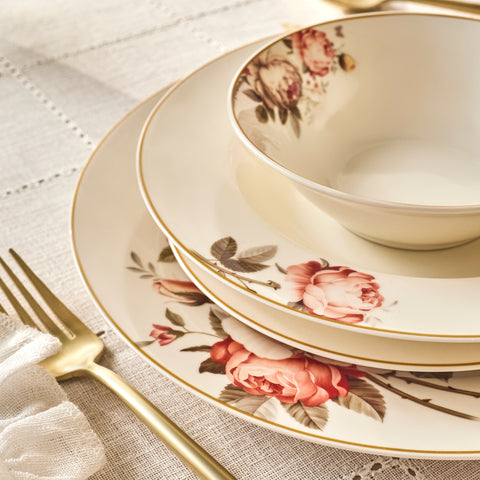 Karaca Bone China Rosie 24-Piece Dinner Set for 6 People, Multi