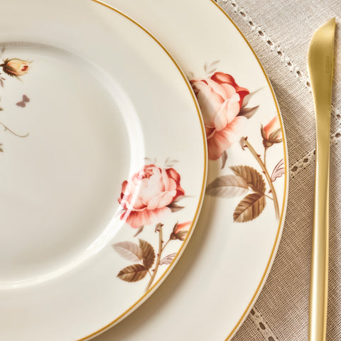 Karaca Bone China Rosie 24-Piece Dinner Set for 6 People, Multi
