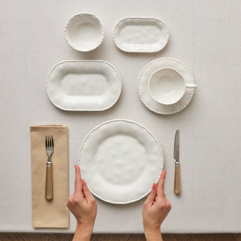 Karaca Forever Bone China Perla 26-Piece Serveware Set for 6 People, White