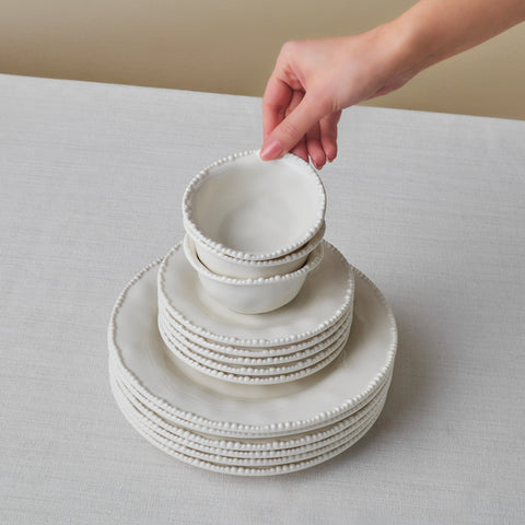 Karaca Forever Bone China Perla 26-Piece Serveware Set for 6 People, White