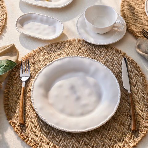 Karaca Forever Bone China Perla 26-Piece Serveware Set for 6 People, White
