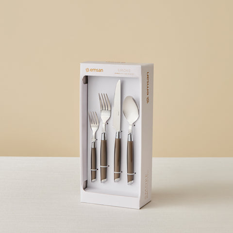 Emsan Smoke 24-Piece Cutlery Set for 6 People Gray