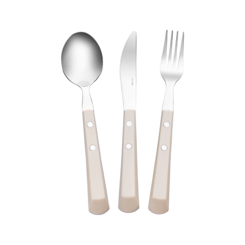 Emsan Rivet 24-Piece Cutlery Set for 6 People, Cream