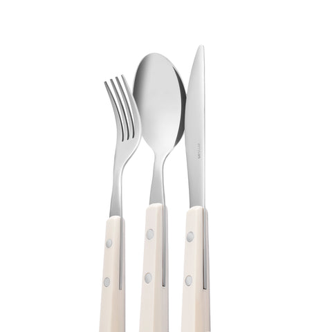 Emsan Rivet 24-Piece Cutlery Set for 6 People, Cream