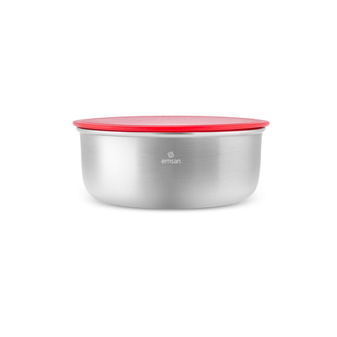 Emsan Emirgan XL 13-Piece Stainless Steel Induction Cookware Set with Storage Container, Silver Red