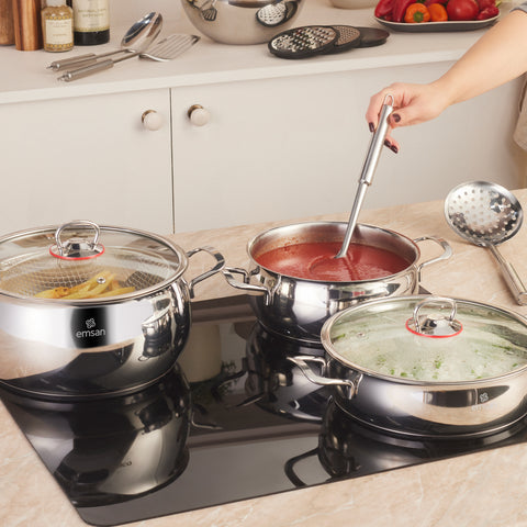 Emsan Mix-Cook-Store 18 Pieces Mixing Bowl and Service Steel Cookware Set