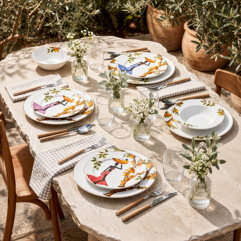 Karaca Elegance Bone China Samira 24-Piece Dinner Set for 6 People, Multi