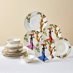 Karaca Elegance Bone China Samira 24-Piece Dinner Set for 6 People, Multi