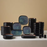 Karaca Earth Collection Galactic Shiny Black 55-Piece Dinner Set for 12 People, Black