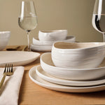 Karaca Earth Collection Rise Porcelain 55-Piece Dinner Set for 12 People, White
