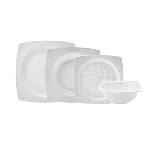 Karaca Royal Lace 24-Piece Porcelain Dinner Set for 6 People, White