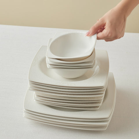 Karaca Royal Lace 24-Piece Porcelain Dinner Set for 6 People, White
