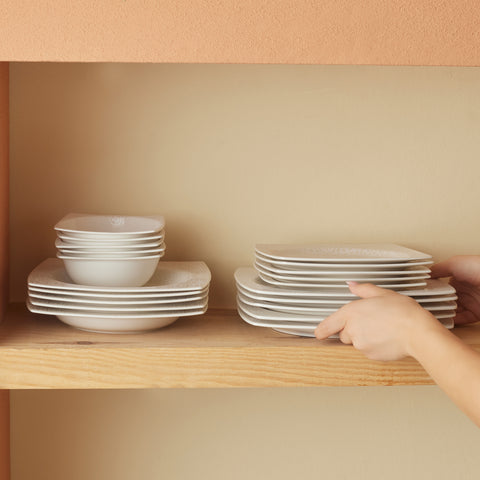 Karaca Royal Lace 24-Piece Porcelain Dinner Set for 6 People, White