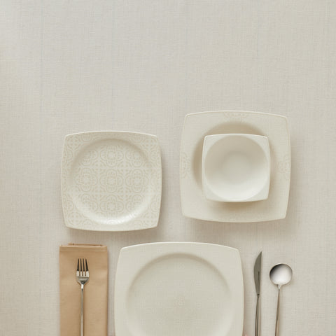 Karaca Royal Lace 24-Piece Porcelain Dinner Set for 6 People, White