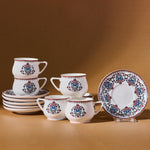 Karaca Nakkaş 12-Piece Porcelain Espresso Turkish Coffee Cup Set for 6 People, 100ml, Multi