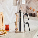 Karaca Space PowerSteel Pro 316+ Stainless Steel Induction Teapot Set, Medium, Silver Black