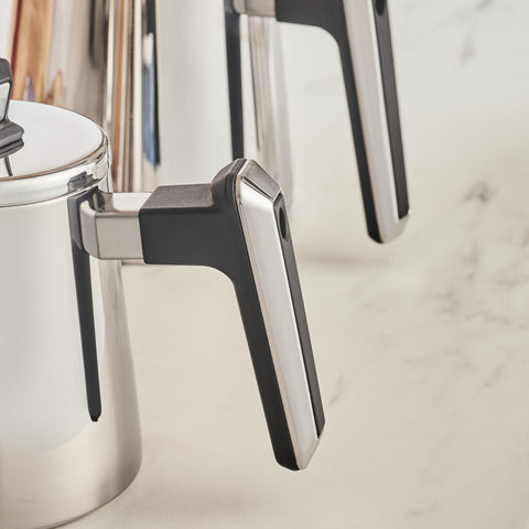 Karaca Space PowerSteel Pro 316+ Stainless Steel Induction Teapot Set, Medium, Silver Black