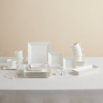 Karaca Forever Bone Trend Emboss 32-Piece Serveware Set for 6 People, White