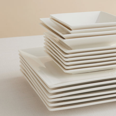 Karaca Forever Bone Trend Emboss 32-Piece Serveware Set for 6 People, White