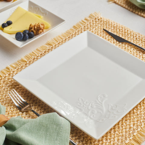 Karaca Forever Bone Trend Emboss 32-Piece Serveware Set for 6 People, White
