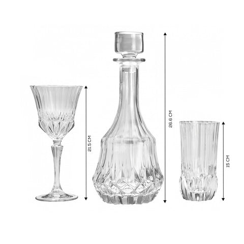 Karaca Florence 25 Piece Crystal Glass Set for 12 People, Clear
