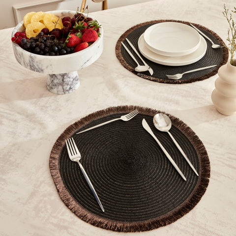 Karaca Ravlen Placemat, 2 Piece, 38cm, Black