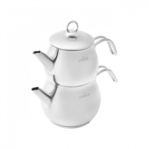 Karaca Layla Stainless Steel Induction Teapot Set, Midi, Silver