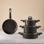 Karaca Blackgold Biogranite 7-Piece Non-Stick Cookware Set, Black Gold