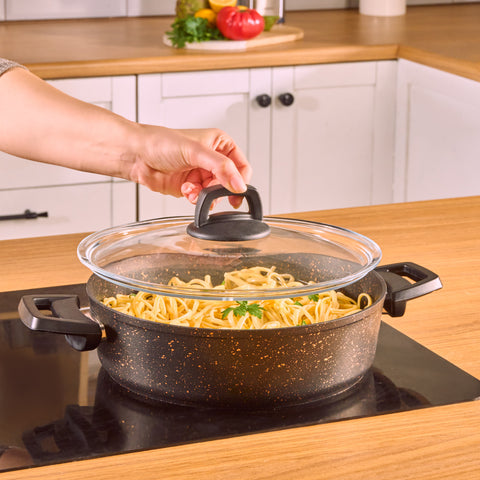 Karaca Blackgold Biogranite 7-Piece Non-Stick Cookware Set, Black Gold