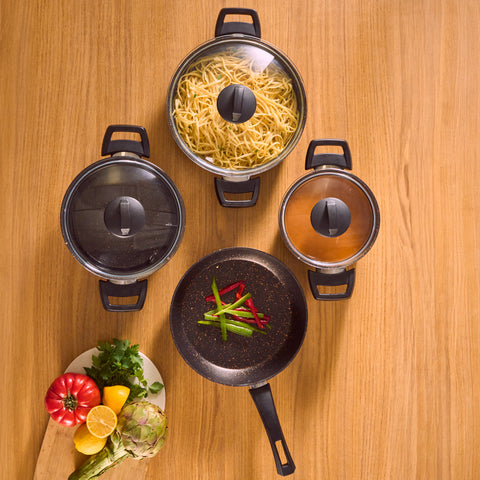 Karaca Blackgold Biogranite 7-Piece Non-Stick Cookware Set, Black Gold