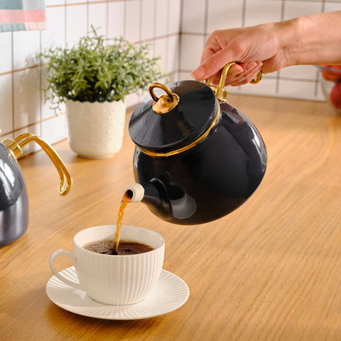 Karaca Retro Enamel Induction Teapot Set, Anthracite