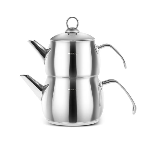 Karaca Belinay Stainless Steel Teapot Set, Medium, Silver