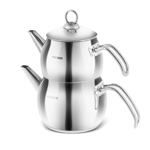 Karaca Belinay Stainless Steel Teapot Set, Medium, Silver