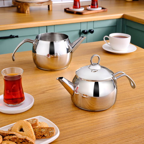 Karaca Belinay Stainless Steel Teapot Set, Medium, Silver