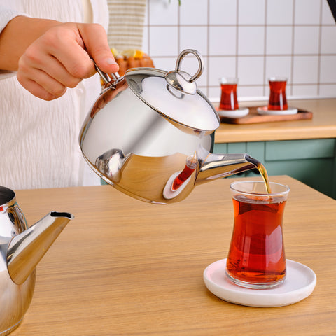 Karaca Belinay Stainless Steel Teapot Set, Medium, Silver